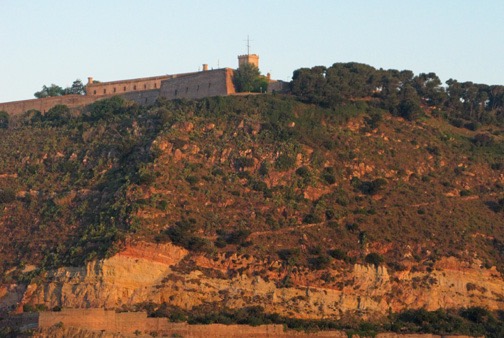 Montju&iuml;c Castle as seen from the harbor